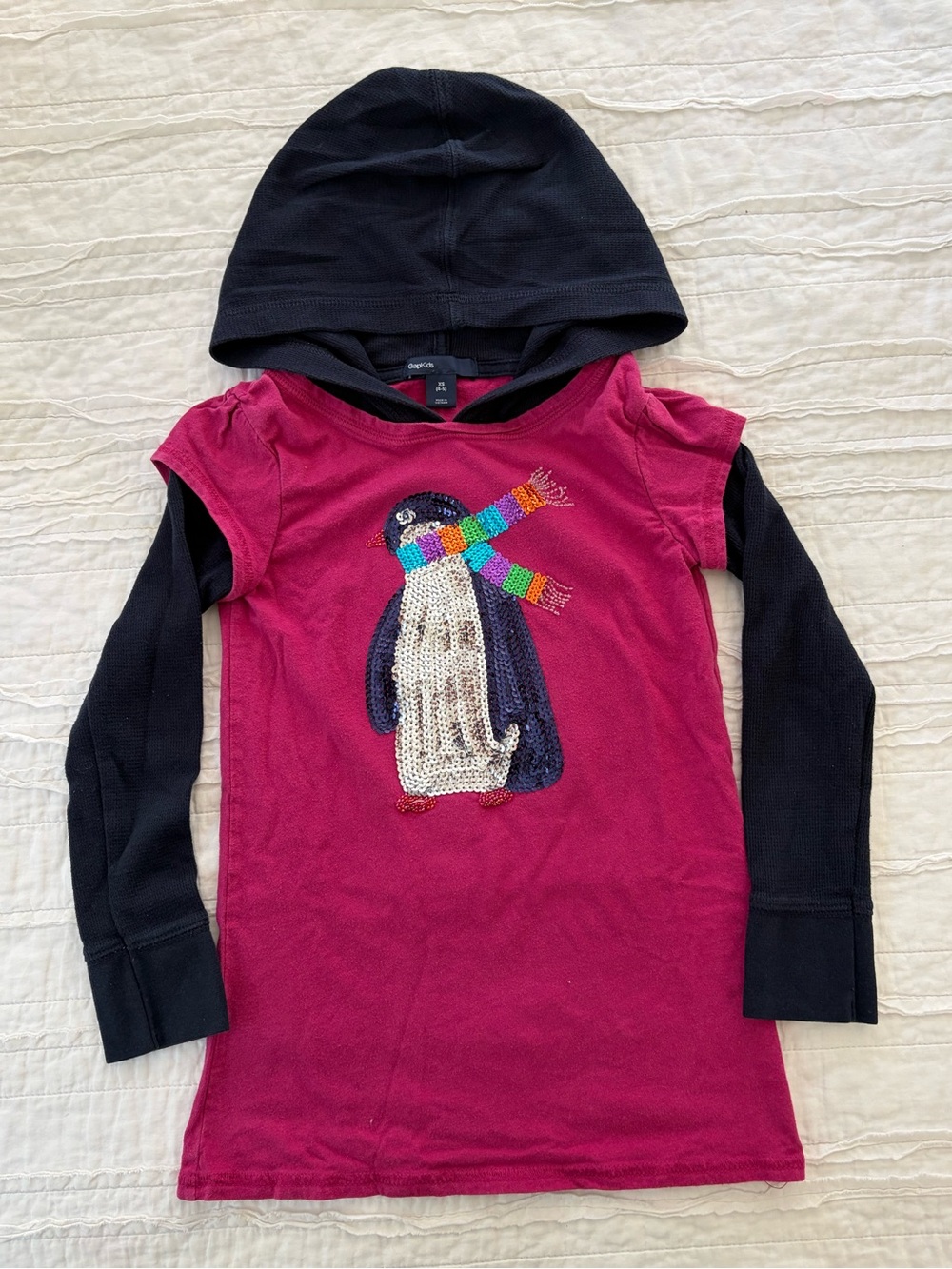 Girls' Hooded Penguin Sequin Tunic